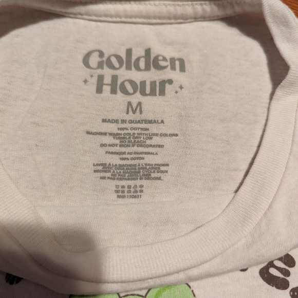 Golden Hour from PacSun tee - medium - off white - peace frog flowers - baby tee - Picture 2 of 6